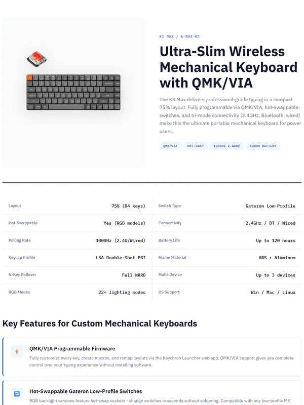 Technical template - K3 Max Keyboard